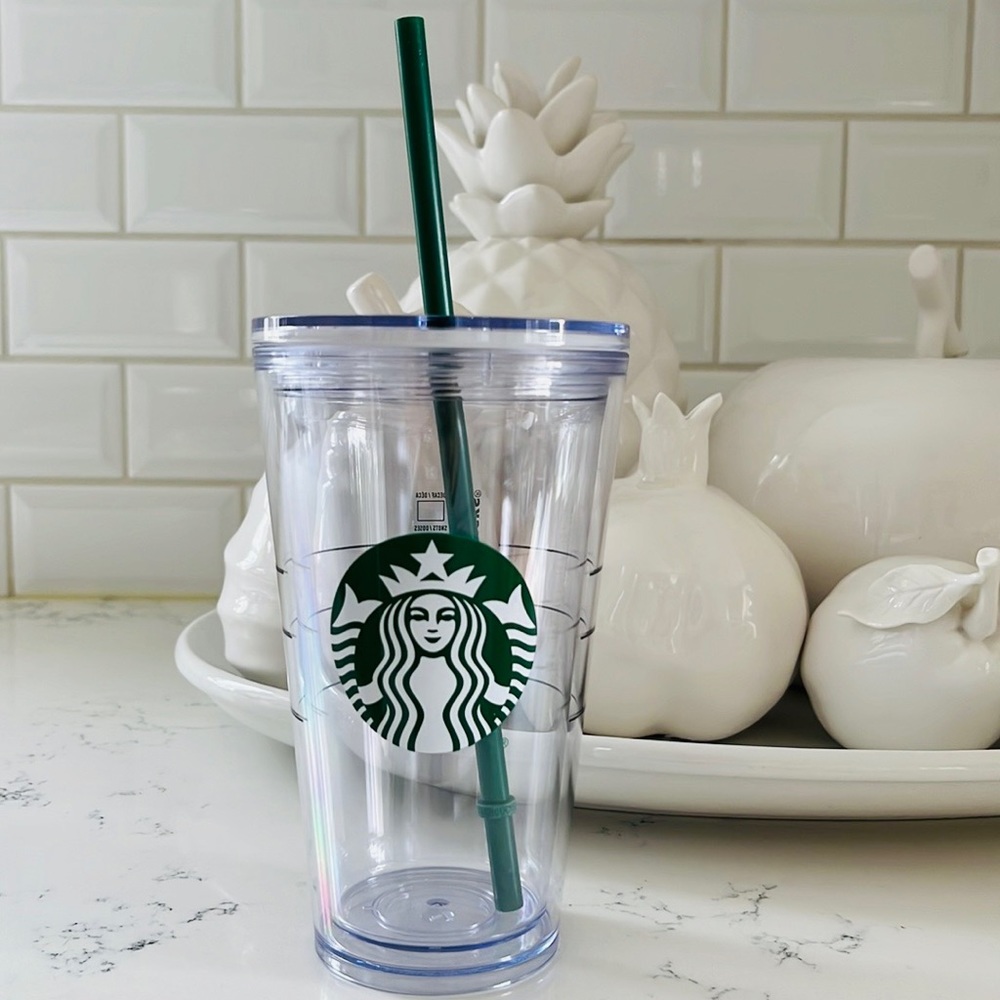 Starbucks Clear Tumbler with Green Straw